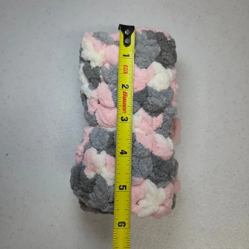 Mollys Trading Post Fingerless Gloves Youth Pink Gray White Crochet